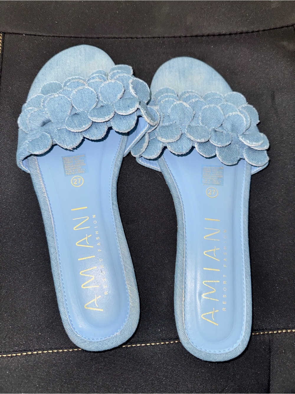 Amiani Denim Blue Flower Slide Sandals Size 27 (US ~9.5) Worn Once